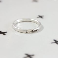 Fine Silver Name Ring Personalized Silver Name Ring, Personalized Cursive Rings, silver name rings, gift for her, gift for mom, Christmas gift for mom, grandma gift, mom rings, mom jewelry, personalized silver ring +THIS LISTING IS FOR ONE SILVER RING+ ORDERING -> Select any needed options from the dropdown menu ->Add to cart and continue to checkout ->Add your personalization (names, dates, etc.) in notes box during the checkout process DETAILS - We will use the same font as in the fir Minimalist Stamped Engraved Promise Ring, Minimalist Engraved Ring For Everyday Wear, Classic Personalized Engraved Adjustable Ring, Classic Personalized Adjustable Engraved Ring, Minimalist Stamped Initial Ring For Anniversary, Adjustable Engraved Initial Ring, Minimalist Hand Stamped Engraved Ring For Anniversary, Classic Stamped Engraved Promise Ring, Elegant Everyday Hand Stamped Engraved Ring