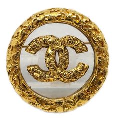 Exterior : A : Good Condition!! Other : - Number : 93a Size (Inch) : Diameter: 1.6 " Size (Cm) : Diameter: 4.0 Cm Color : Gold, Clear Material : Gold Plated Comes With : - Country Of Manufacture : France Sku Number : 191785 (16) Luxury Yellow Gold Medallion Brooch, Luxury Yellow Gold Cabochon Brooch, Vintage 14k Yellow Gold Brooches, Luxury Yellow Gold Cameo Brooch, Chanel Brooch Farfetch, Chanel Jewelry, Birkin 25, Gold Brooches, Brooch Pin