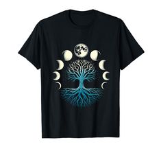 PRICES MAY VARY. Embrace spiritual tranquility with this Tree and moon phases design, perfect for yoga lovers and those connected to nature's serene beauty. Lightweight, Classic fit, Double-needle sleeve and bottom hem Spiritual Tree, Tree Moon, Hippie Fashion, Yoga For Men, Moon Phases, Casual Streetwear, Summer Tops, Sleeve Cotton, Print Tops