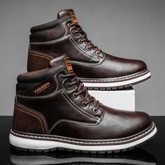 Color: Black,Brown Closure Type: Lace-up Feature: Slip Resistant Size: US 10.5,US 8,US 9,US 10,US 7.5,US 8.5,US 6.5 Upper Material: PU Outsole Material: Rubber Brown Lace-up Work Boots For Winter, Winter Lace-up Faux Leather Work Boots, Winter Faux Leather Lace-up Work Boots, Winter Leather Work Boots In Brown, Winter Faux Leather Ankle-high Work Boots, Winter Ankle-high Faux Leather Work Boots, Casual Waterproof Boots For Business In Winter, Waterproof Leather Martin Boots For Winter, Winter Waterproof Leather Martin Boots