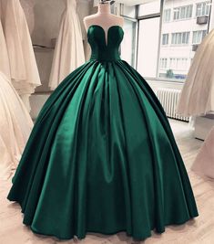 Sweetheart Ball Gowns Green Long Prom Dresses for Women sold by dressydances. Shop more products from dressydances on Storenvy, the home of independent small businesses all over the world. Kasut Kahwin, Kasut Pengantin, Green Ball Gown, Green Prom, Satin Evening Dresses, Sweetheart Prom Dress, Quince Ideas, Green Dresses, Gowns Prom