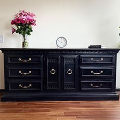 Transform Your Bedroom with Timeless Elegance! Upgrade your space with this stunning black dresser and matching nightstand set, featuring an espresso-toned top for a sophisticated contrast. Designed for those who appreciate high-end craftsmanship, this hand-refinished furniture set blends modern luxury, vintage charm, and farmhouse aesthetics into a truly statement piece. ✨ Features & Details: ✔ Handcrafted & Refinished: Professionally restored for a sleek, polished look ✔ Elegant Matte Black Fi Black Dresser With Gold Hardware, Dresser With Gold Hardware, Restored Dresser, Black Dresser, Black Dressers, Night Stand, Vintage Charms, Gold Hardware, Bedroom Furniture