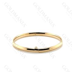 All Our Bracelets Are Made Of REAL 14K GOLD  14k Yellow Gold Polished Bangle, 5.5" Inch, 4.5 mm Thick, Real Gold Bangle, Women  Shop our 14K Bracelets https://www.etsy.com/shop/GOLDMANIA?ref=seller-platform-mcnav§ion_id=26925987  Shop On Sale items https://www.etsy.com/shop/GOLDMANIA?ref=seller-platform-mcnav§ion_id=1  Metal: 14K Yellow Gold    Width: 4.5 MM  Length: 5.5 IN  Closure: Box Weight: 3.30 Gram Bangles are hollow and can get dented easily. Not recommended when sitting at your desk for 14k Gold Round Chain Bracelet, Hallmarked 14k Gold Bracelet, Stackable Round Gold Bracelet For Anniversary, Stackable Gold Bracelet For Anniversary, Yellow Gold Round Bracelets With Polished Finish, Polished Yellow Gold Round Bracelets, Hallmarked Round Gold Bracelet, Heirloom Gold Bracelet With Polished Finish, Fine Jewelry Gold Round Stackable Bracelet