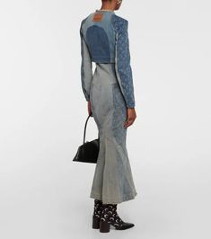 Marine Serre Regenerated Denim Cropped Jacket In Blue - 40% Off | Editorialist Denim Cropped Jacket, Moon Print, Marine Serre, Cropped Denim Jacket, Denim Jacket Women, Cropped Jacket, Cropped Denim, Women's Coats, Crop Jacket