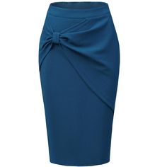 Finished in a bow design, this skirt could show your timeless charm. Its pleats in the front of the skirt can modify your figure and show off your beautiful body curves. Pair with a shirt and high heels for an office look. Suit for spring/summer and for many occasions, such as date wear, office, work, business, meetings, and cocktail parties. Date Wear, Cutout Neckline, Skirt Inspiration, Mother Of Bride Outfits, Bodycon Midi Skirt, Blue Outfits, Midi Pencil Skirt, Swimsuit Material, Bride Outfits