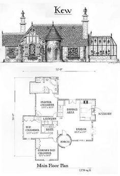 two drawings of the main floor plan for a house