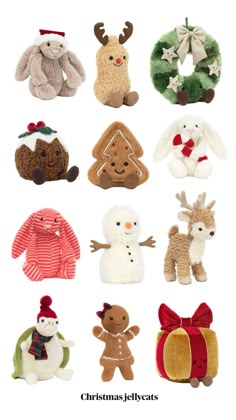 Jellycats, christmas, aesthetic, christmas jellycats Aesthetic Plushies, Xmas Basket, Community Christmas, Christmas Jelly, Crafty Gift Ideas, Lay Low, Preppy Fall Outfits