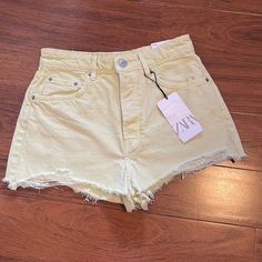 Zara Shorts | Zara Yellow Jean Shorts | Color: Yellow These Are Great For The Summer Button Fly Yellow Jean Shorts, Colorful Jean Shorts, Zara Yellow High Waist Bottoms, Zara Yellow Bottoms For Summer, Zara Yellow Summer Bottoms, Trendy Yellow Zara Bottoms, Trendy Yellow Cutoff Shorts, Yellow Cutoff Shorts For Summer, Yellow Cutoff Bottoms For Summer