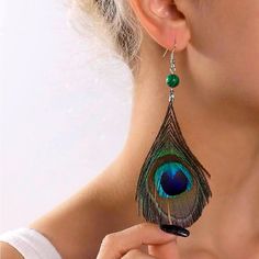 Beautiful, Peacock, Earrings With Gorgeous Shades Of Blue, Green,Black, And Turquoise Whether You’re Going For A Bohemian Look And Artistic Look Or A Modern Business Day At The Office You Can Shake Up Your Wardrobe And Incorporate These Fun Unique Earrings. Fast Shipping Brand New ..Click "Buy Now" Button To Place Order Secure, Verified Payments Delivery: Estimated 4-7 Days How Fun Are These Earrings?!?! **You Can Share These Earrings With Friends/Family, Give Them As Party Gifts Or Keep Them Fo Hera Cabin, Saturn Design, Peacock Colour, Peacock Earrings, Shades Of Blue Green, Beautiful Peacock, Peacock Color, Bohemian Look, Peacock Feather