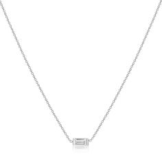 Our Baguette Diamond Necklace features a natural VVS quality baguette cut diamond effortlessly balanced within a modern and minimal gold bezel. A staple necklace for any stack. Wear this solid 14K necklace everyday!

High Quality F-G Color VVS Clarity Natural Diamond
4mm x 2mm ~0.12ct Baguette
Solid 14K Gold
Lifetime Guarantee
Made in Los Angeles Luxury Baguette Cut Diamond Necklace With Prong Setting, Minimalist Necklace Silver Baguette, Baguette Cut Solitaire Diamond Necklace, Minimalist Diamond Necklace With Baguette Diamonds, Minimalist Baguette Diamond Necklace, Minimalist Diamond Necklace With Baguette Cut, Minimalist Necklace With Baguette Cut Diamonds, Minimalist Baguette-cut Diamond Necklace For Anniversary, Minimalist Baguette Cut Diamond Necklace For Anniversary