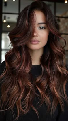 30 Balayage Hair Color Ideas to Define Your 2024 Style Red Brown Fall Hair, Chocolate Red Highlights, Black Cherry Hair With Blonde Highlights, Burgundy Red Hair Balayage, Dark Red Hair For Brunettes, Brown Hair Color With Red Highlights, Chocolate Cherry Brown Hair Balayage, Transition From Red To Brown Hair