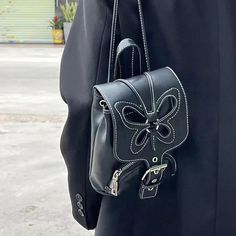 Main Material: PU Lining Material: POLYESTER Black Satchel Backpack With Mobile Phone Bag, Black Backpack With Mobile Phone Bag, Black Backpack With Mobile Phone Bag For Travel, Black Backpack With Mobile Phone Bag For Outdoor, Women Backpack Fashion, Mini Mochila, Black Leather Backpack, Fancy Bags, Cute Backpacks