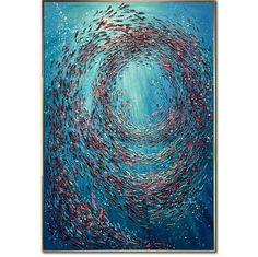 a painting with many small fish in it