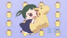 an anime character holding onto a stuffed animal