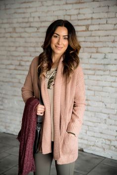 Shawl Knit Cardigan - L, Salmon - $42.00 -  - Betsey's Boutique Shop Shawl Cardigan, Boutique Shop, Knit Cardigan, Sweater Outfits, Shawl, Coats Jackets, Boutique, My Style, Knitting