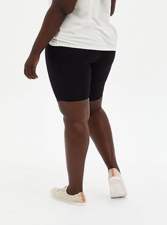 FIT Model is 5'9”, size 1. Measures 9” inseam. MATERIALS + CARE Cotton/spandex. Wash cold; dry low. Imported plus size leggings. DETAILS High waist. Thick stretchy waistband. Prevents leg chafing. The best plus size women's 9 inch signature waist bike short shorts in deep black made of premium. Rock your look from Torrid to Festivals like Coachella and Lollapalooza, a concert, a show, or just for fun! You'll want to wear these basics every day.