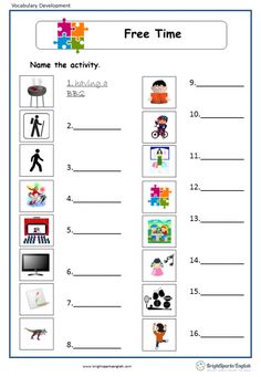 the worksheet for free time with pictures and words