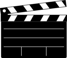 a black and white movie clapper on a white background