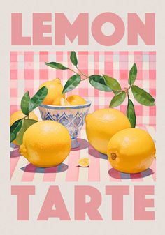 Lemon tarte poster. kitchen decor poster Foto Muro Collage, 달력 디자인, Lemon Tart, Vibrant Art, Kitchen Art, Cornice, Wall Collage, Wall Prints, Poster Art