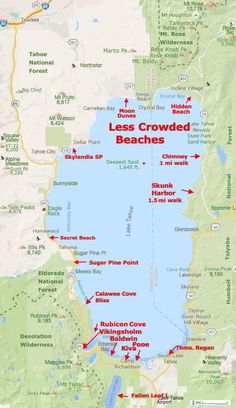 a map showing the location of less crowded beaches