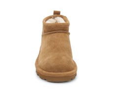 Suede upper, Rear pull tab for easy slip on entry,0.75'' heel height,3\ shaft height,11\ circumference, Round toe, Latex / Removable comfort sheepskin footbed, Lightweight blown rubber outsole, Treated with BearCoat™ Rain & Stain Repellent | Women's Bearpaw Super Shorty Winter Booties in Hickory Size 11 Warm Winter Boots, Bear Paw, Shoe Carnival, Snow Boots Women, Classic Boots, Bearpaw Boots, Winter Boots Women, Pull Tab, Winter Boots