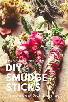 How to make your own DIY smudge sticks - Seven Roses Sticks Diy, Eco Friendly Diy, Sage Smudging, Diy Kosmetik, Magical Herbs, Herbal Magic, Homemade Remedies, Smudge Sticks