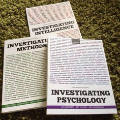 three books sitting on top of a carpet next to each other with the words investigating and investigating