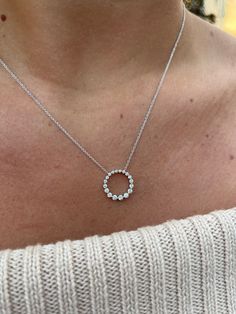 14K White Gold Graduated Diamond Circle Necklace (1/2ctw) Diamond Circle Necklace, Diamond Circle Pendant, Circle Diamond, Circle Necklace, Circle Pendant, White Gold, Chain, Pendant, Gold