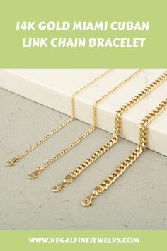 💪 Elevate your style with our 14K Gold Miami Cuban Link Chain Bracelet, a symbol of strength and elegance. Available in widths from 2.0 to 6.2 mm and lengths from 6" to 8.5", this customizable bracelet is perfect for any look, whether subtle or bold. Handcrafted to order and featuring a durable lobster claw closure, it's not just a fashionable piece but a lasting investment. 🌟✨ #LuxuryFashion #GoldBracelet Luxury Link Chain Bracelet As Gift, Luxury Gold Cable Chain Bracelet As Gift, Luxury Link Chain Bracelet With Adjustable Chain, Luxury Link Bracelets, Luxury Link Chain Bracelets, Luxury Cable Chain Bracelet As Gift, Formal Adjustable Cuban Link Bracelet, Formal Cuban Link Bracelet With Adjustable Chain, Luxury Cuban Link Bracelet As Gift