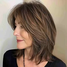 50 Inspiring Long Layered Bob Haircuts and Hairstyles Edgy Layered Hair Medium, Layered Hair From The Back, Women’s Layered Medium Hair, Long Bob Layered Haircut, Medium Layered Bob With Bangs, Womens Shag Haircut Straight Hair, Feathered Lob, Layered Bob Hairstyles Shoulder Length, Long Layered Bob Haircuts