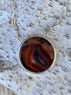 "Round jasper bezel-set in silver on a fixed sterling silver drawn cable chain.  Necklace 17\" length  Pendant size 1 4/8\" diameter" Cable Chain Necklace, Jasper Pendant, Bezel Setting, Cable Chain, Favorite Jewelry, Necklace Etsy, Jewelry Necklace Pendant, Pendant Necklaces, Chain Necklace