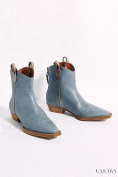 Lasaky - Short Boots Casual Leather Martin Boots With Square Toe, Casual Martin Boots With Square Toe For Fall, Casual Square Toe Martin Boots For Fall, Spring Outdoor Ankle Martin Boots, Casual Moto Boots With Square Toe For Fall, Western Style Chelsea Boots For Spring, Casual Round Toe Heeled Boots For Outdoor, Casual Square Toe Moto Boots For Fall, Spring Western Chelsea Boots With Round Toe