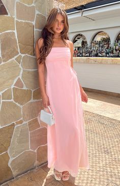 New Message Pink Maxi Dress For Date Night, Strapless Maxi Dress For Spring Prom, Spring Sleeveless Maxi Dress For Bridesmaids, Spring Bridesmaid Sleeveless Maxi Dress, Feminine Maxi Dress For Prom, Sleeveless Maxi Dress For Spring Date Night, Sleeveless Spring Maxi Dress For Prom, Floor-length Sleeveless Bridesmaid Dress For Spring, Summer Maxi Dress For Prom