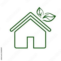 a house with a green leaf on the roof