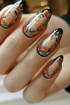 French Manicure Long Nails, Mail Inspo, Manicure Designs, Art Deco Nails, May Nails, February Nails, Floral Nail, Nail Fashion, Funky Nails