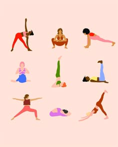 a group of people doing yoga poses on their stomachs and arms in different positions