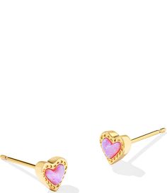 From Kendra Scott&#x2C; these earrings feature:Stud earrings14K gold over brassPost closureApprox. 0.24" L x 0.25" WImported. Kendra Scott Earrings Studs, Preppy Earring Stack, Preppy Earrings, Jewelry Wishlist, Kendra Scott Bracelet, Pink Heart Earrings, Earrings Sets, Wrist Jewelry, Fun Jewelry