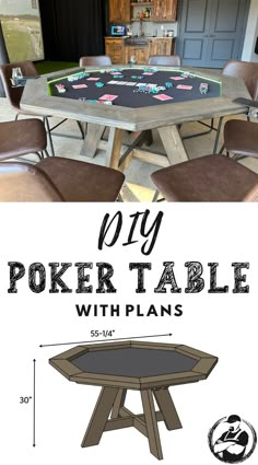 the diy poker table with plans is ready to be used as a dining room table