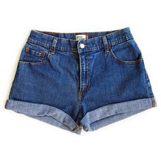 "Vintage Levi Strauss Medium/Dark Blue Wash High Waisted Rise Cuffed Stretch Denim Jean Shorts 30/31\" waist fit* (your body's waist). Size Tag 10 Garment measurements (laying flat): Waist 30.5\" at rest / 34\" stretched Hips 40\" at rest / 45\" stretched Rise 10.5\" Inseam 1.5\" cuffed / 4\" uncuffed Leg opening 23\" at rest / 27\" stretched Item 2491 Great vintage condition! More sizes & styles available on my shop page! SAVE ON SHIPPING:* FREE SHIPPING AT $35 (Under $35: shipping on each additional item only $2) PRIORITY MAIL UPGRADE 2 or more items: no additional charge or action needed for Priority upgrade when purchased together 1 item: +$3 (otherwise will ship First Class) For details on sizing, see SIZE GUIDE under \"Additional Policies\": https://www.etsy.com/shop/GoldenGarb/polic Retro High Waisted Shorts, Denim Blue Shorts, Dark Blue Jean Shorts Outfit, Jean Shorts Png, Demin Shorts Outfits, 80s Jean Shorts, Jean Shorts Aesthetic, Dark Blue Clothes, Blue Shorts Women