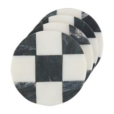 set of 4 round Checkered Coaster, Marble Wood, Marble Coasters, Mud Pie, The Circle, Entertaining Guests, Checkered Pattern, Square Design, House Inspo