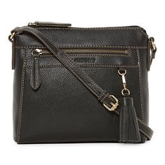 This St. John's Bay women's Quincy crossbody bag is a classic you'll reach for again and again. Made from smooth faux leather with a zip closure, this handbag has interior and front zip pockets, a leather tassel, and is accented with gold-tone hardware. Adjust the shoulder strap to your desired length and wear it with your favorite chic ensemble.Features: Adjustable Straps, PocketClosure Type: ZipperPockets: 1 Inside Zip Pocket, 1 Front Zip Pocket, 1 Back Slip PocketMetal Color: Gold ToneMeasure Crossbody Bag Black, Handbags Crossbody, Cross Body Bags, Leather Tassel, Black Cross Body Bag, Handbag Accessories, Cross Body Handbags, Chambray, Cross Body