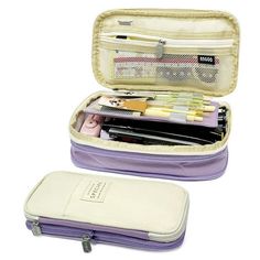 Store all your stationery tools with our large capacity expandable pencil cases. Multiple compartments for you to separate and better organize your items. The pencil case is also expandable; just unzip the wraparound expansion zipper for more space. Students can use the pencil case to hold pens, white-out, calculators, rulers, markers and scissors. Artists can also use the case to hold tools such as colored pencils, brushes, water colors and exacto knives. The case can also be used to hold cosme Portable Purple Pencil Case For Daily Use, Purple Portable Pencil Case For Daily Use, Back To School Purple Pencil Case, Portable Purple Pencil Case For Everyday Use, Back To School Purple Pencil Case With Pen Holders, Multifunctional Pencil Case With Pen Slots, Multifunctional Pencil Case With Pen Holders, Purple Pencil Case With Pen Holders For School, Purple Rectangular Pencil Case For Back To School