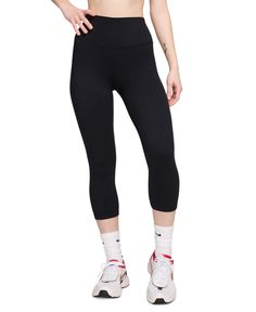 in stock Nike Elastane Yoga Bottoms, High Stretch Nike Leggings, Black Compressive Mid-rise Tights, Nike Black Yoga Leggings, Black Compression Mid-rise Pants, Tight Black Bottoms With Wide Waistband, Nike Black Compressive Activewear, High Stretch Nike Black Leggings, High Stretch Black Nike Leggings