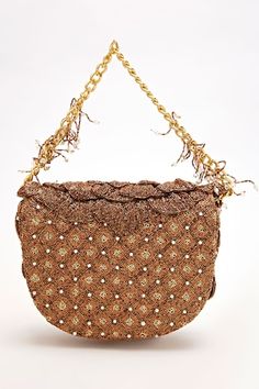 Brown faux leather sling bag featuring Japanese bugle beads embroidery Embellished Pouch Bag For Reception, Embellished Pouch Shoulder Bag For Reception, Beaded Rectangular Bag For Reception, Rectangular Beaded Bag For Reception, Luxury Embellished Shoulder Bag For Reception, Elegant Beaded Shoulder Bag For Reception, Embellished Clutch Shoulder Bag For Reception, Designer Clutch Bag For Reception, Gold Beaded Bags For Reception