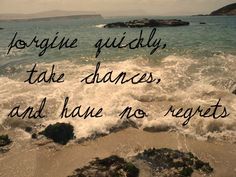 an ocean with waves crashing on the shore and a quote written in cursive writing