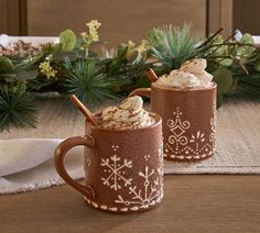 Gingerbread Mugs - Set of 2 | Pottery Barn Mug Noel, Christmas Inspo, Noel Christmas, Merry Little Christmas, Christmas Mood, Stoneware Mugs, Christmas Aesthetic, Cozy Christmas, Christmas Mugs