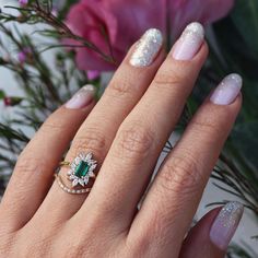 Emerald cut Green Emerald & marquise diamonds engagement Ring | Etsy Wedding Ring Green, Unique Gemstone Engagement Rings, Unique Diamond Wedding Rings, Emerald Engagement Ring Green, Emerald Ring Engagement Diamond, Diamonds Engagement Ring, Victorian Engagement Rings, Marquise Diamond Engagement Ring, Green Gemstone Ring