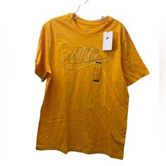 Shirt Has A Stain On The Front. Still Has Tags Unworn Yellow Sports T-shirt With Logo Print, Nike T-shirt Relaxed Fit For Sports, Nike Yellow Short Sleeve T-shirt, Yellow Nike T-shirt With Short Sleeves, Nike Yellow T-shirt With Graphic Print, Nike Casual T-shirt For Light Sports, Yellow Sports T-shirt With Logo, Nike Casual Sports T-shirt, Yellow Graphic Tee For Sports