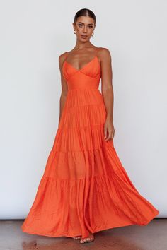 Bright Sundress, Bright Summer Dresses, Bright Orange Dress, Tangerine Dress, Orange Bridesmaid, Orange Bridesmaid Dresses, Orange Dresses, Strap Maxi Dress, Veil Hairstyles