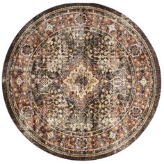 SAFAVIEH Bijar Collection BIJ652D Brown / Rust Rug Image 1 Rust Rug, Persian Motifs, Rug Brown, Classic Rugs, Round Area Rugs, Brown Area Rugs, Brown Rug, Traditional Area Rugs, Round Rugs